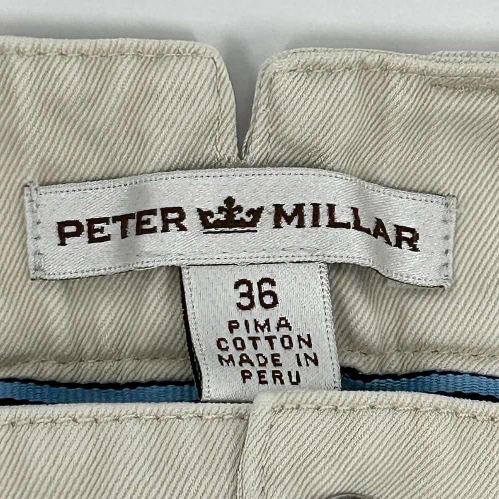 Peter Millar Pants Mens 36 Sand Pima Cotton Straight Leg 5-Pocket Golf - Picture 2 of 11